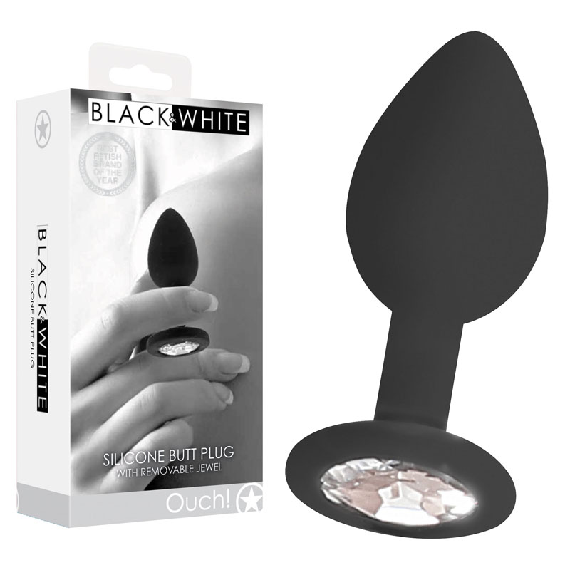 OUCH! BW Silicone Butt Plug with Removable Jewel